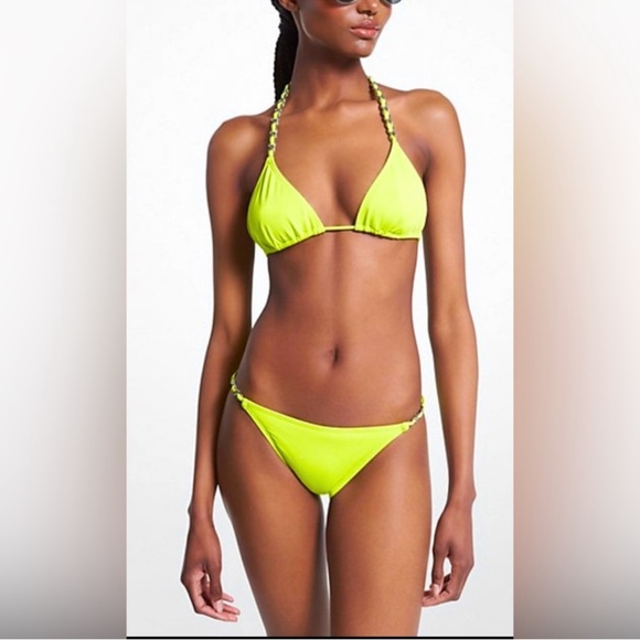 Michael Kors Other - NWT Michael Kors neon Limeade Triangle chains String Bikini Top M Bottom L
